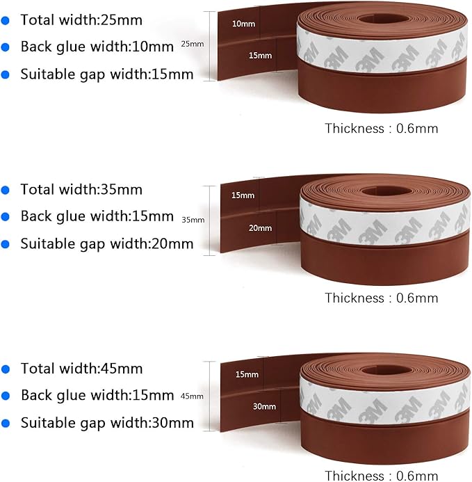 TAROSE Weather Stripping, Silicone Door Seal Strip Door, Window, 16 Feet Long, Reddish Brown (Width 45mm)