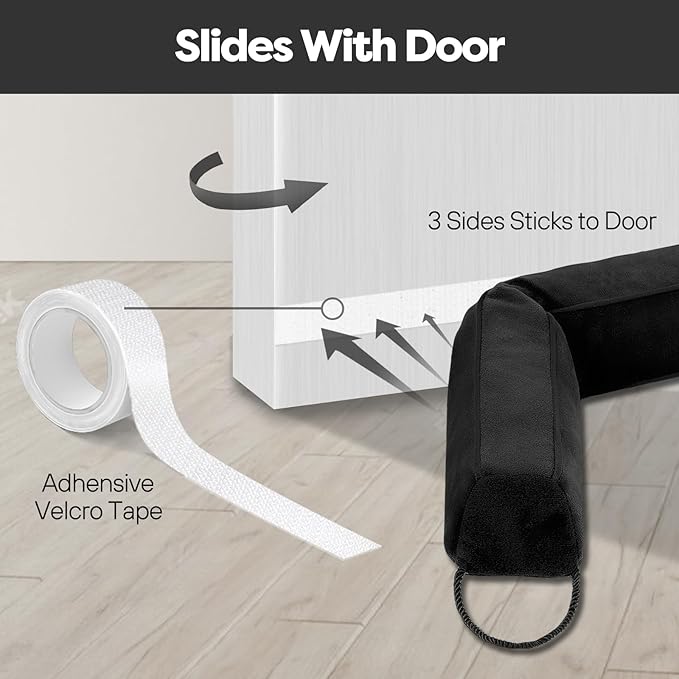 Comfyanno 38 Inch Weighted Door Draft Stopper for Front Door, Easy to Use Heavy Door Bottom Cold Air Blocker, for Exterior, Apartment, Back Door, Fits Door Gap Up to 3”, 2.2lb