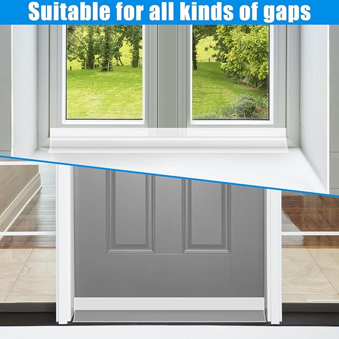 Draft Seal Tape for Doors and Windows 2 in x 20 Ft Silicone Weather Stripping Extra Thick 2mm Door Seal Strip with Strong Adhesive Draft Insulation Stopper Side Seal - Clear