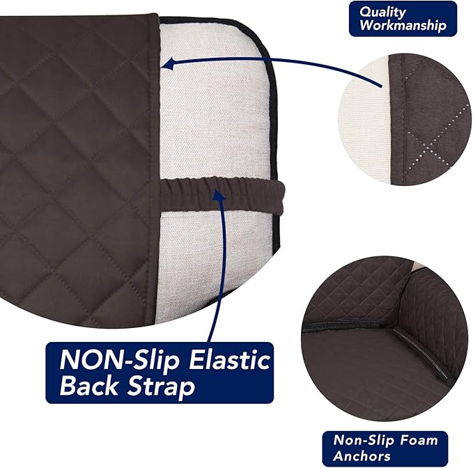 PureFit Reversible Quilted Sofa Cover, Water Resistant Slipcover Furniture Protector, Washable Couch Cover with Non Slip and Elastic Straps for Kids, Pets (Sofa, Chocolate/Chocolate)