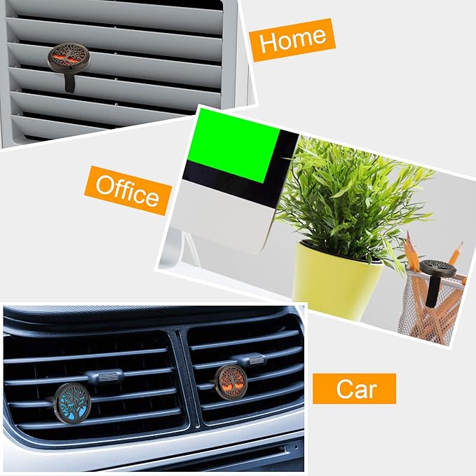 2 Pieces 316L Car Aromatherapy Oil Diffuser Air Freshener with 48 Felt Pad (Tree Patterns)