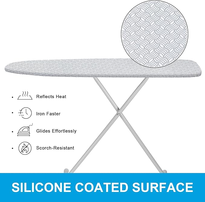 Extra-Wide Ironing Board Cover and Pad Replacement with Scorch and Stain Resistant Thick Padding and Elasticized Edge 18" x 49" Ironing Board Covers 4 Fasteners and 1 Protective Scorch Mesh Cloth