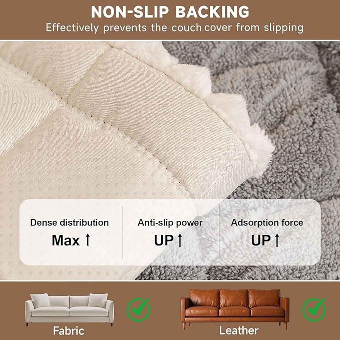 OTOB Couch Cover for Dogs Washable Pet Friendly, Non Slip Plush Funny Fuzzy Loveseat Sofa Cushion Slipcovers, All Seasons Geometric Jacquard Soft & Cozy Pet Bed Mat Protector (Gray, 27.6" x 47.2")