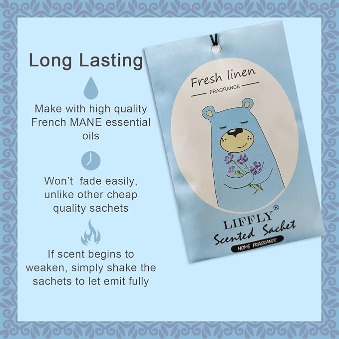 14 Packs Fresh Linen Scented Sachets Bags fit Drawers and Closets Gift Box