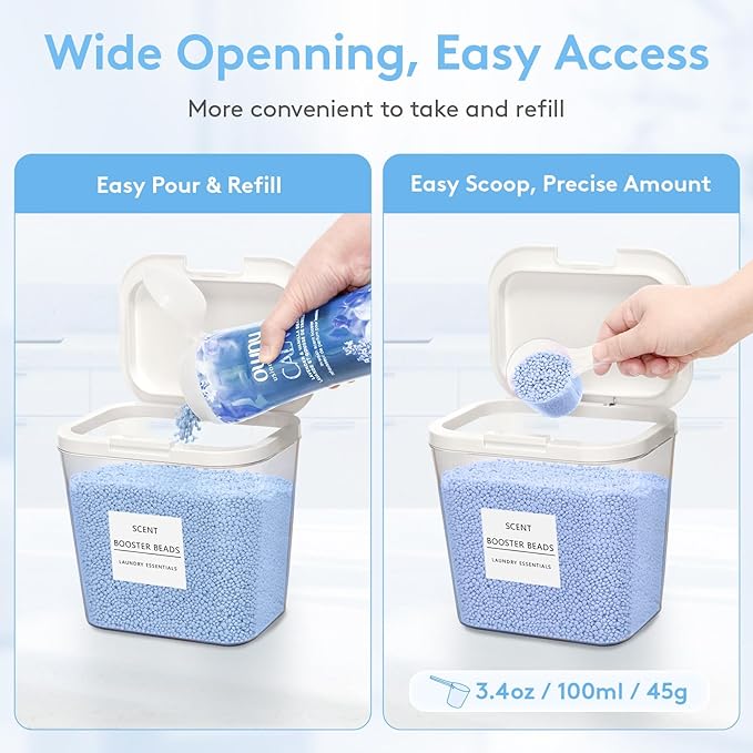 Lifewit 4+1 Laundry Pods Container & Dryer Sheet Holder, Large Powder Detergent Dispenser Storage Jars, Laundry Room Containers for Scent Booster Beads with Pop up Lids, Labels and Scoop