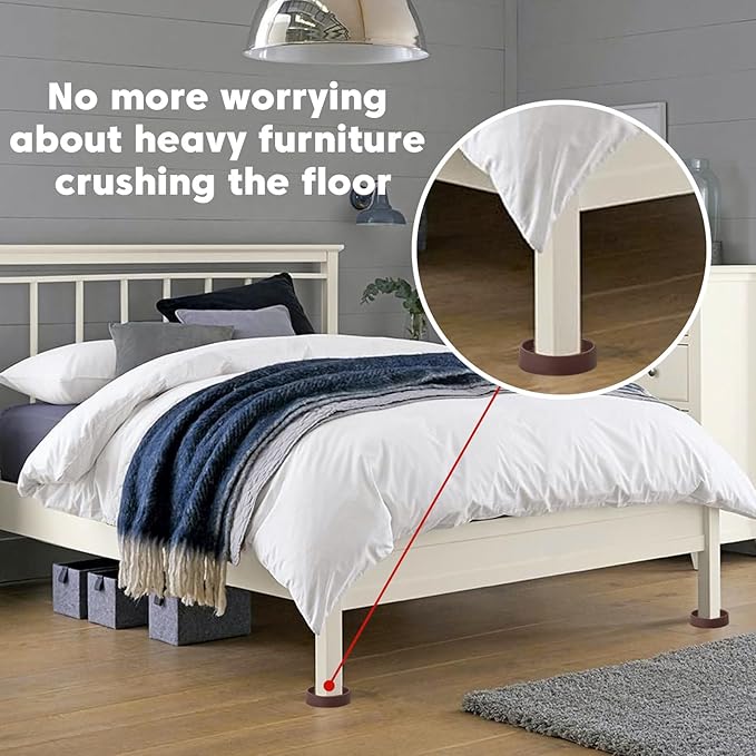8Pcs 3"*3" Rubber Non-Slip Furniture Pads Heavy Duty Furniture Casters Cups Sofa Feet Floor Protectors for Beds Sofas Pianos and Other Large Furniture (Round, Brown)