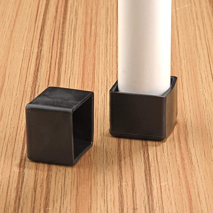 Still Awake 16 Pcs Black Square Anti-Slip Rubber Leg Tips Chair Leg Caps Furniture Floor Protectors Chair Table Bar Stool Leg Covers Furniture Leg Cube Feet 1.38 Inch x 1.38 Inch (35 x 35mm)