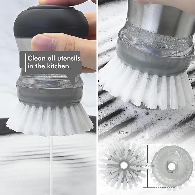 Palm Brush Refills for OXO Steel Soap Dispensing Dish Brush - 8 Pack Cleaning Replacement Brush Head for OXO Palm Brush(Grey)
