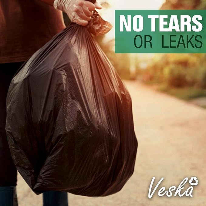 Veska 95-96 Gallon Trash Bags Heavy Duty, (ValuePack 25 Bags w/Ties) 100 Gallon Extra Large Trash Bags, 90 Gallon, 95 Gallon, 96 Gallon Heavy Duty Big Garbage Bags