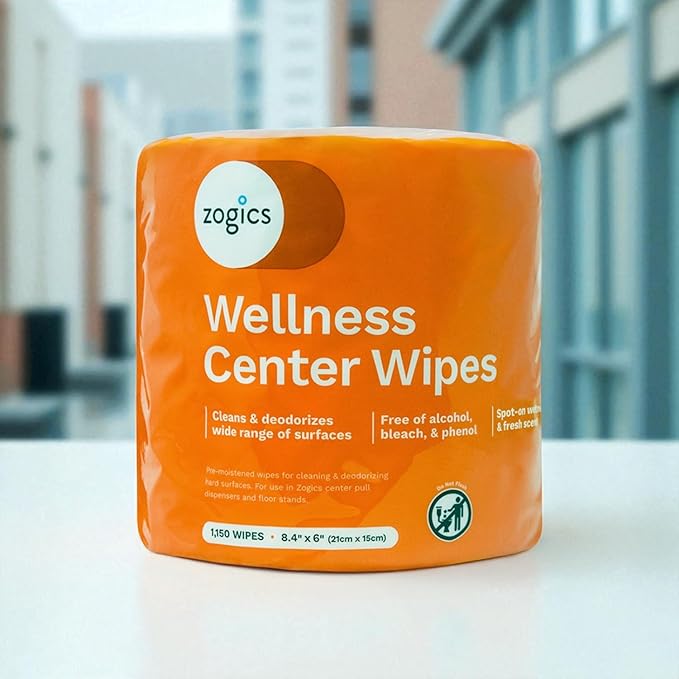 Zogics Wellness Center Cleaning Wipes – Gym Wipes for Cleaning Surfaces and Equipment, Durable and Safe Pre-Saturated Wet Wipes (1 Roll of 1,150 Wipes)