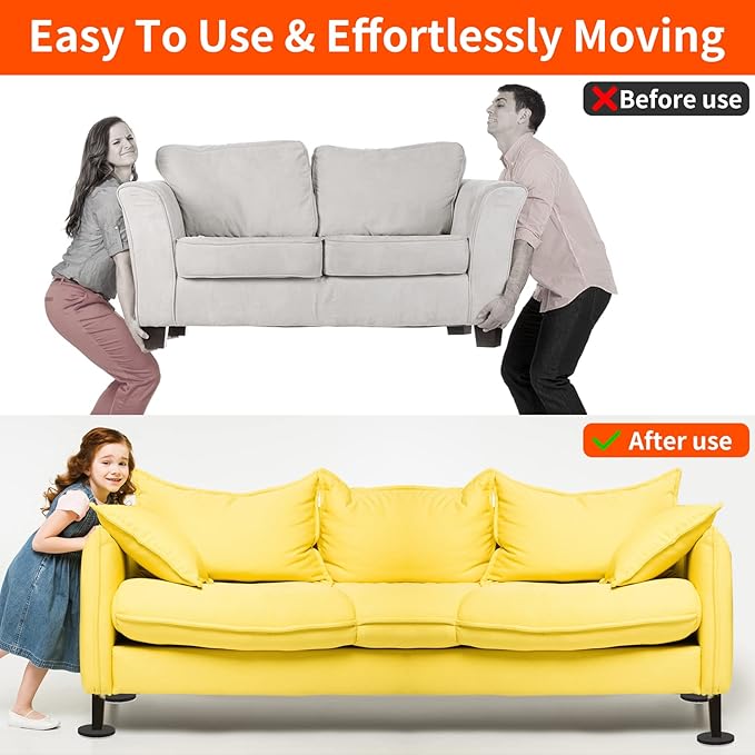 Ezprotekt 3.5" Felt Furniture Movers Sliders for Hardwood & Vinyl Floors, 16 Pcs Square Reusable Felt Furniture Moving Pads for Heavy Duty Sofa Bed Couch Cabinet, Move Items and Quickly (Beige)
