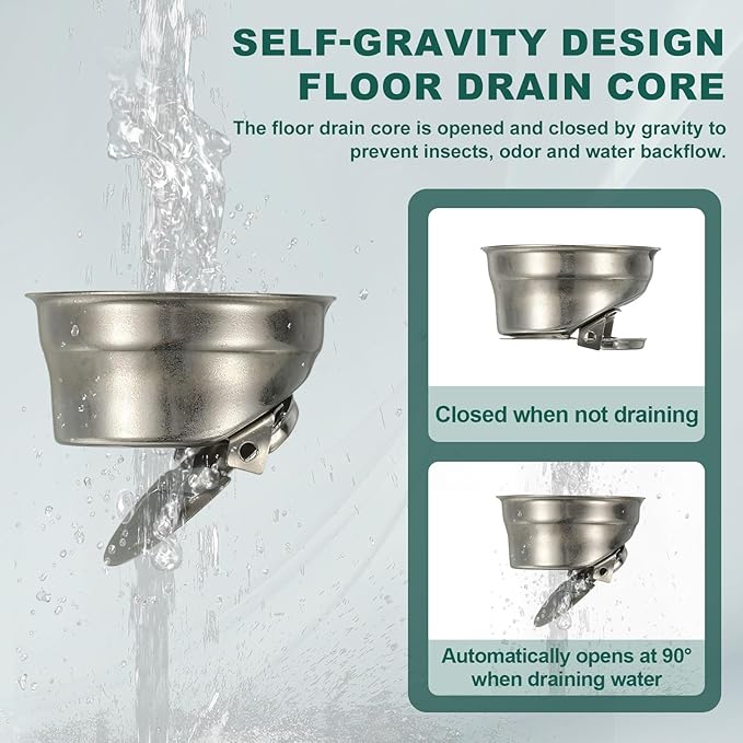 uxcell Rectangular Shower Drain, Brushed 304 Stainless Steel Odor-Proof Floor Drain Linear Shower Drain Hair Catcher for Bathroom Kitchen and Laundry Room(8 Inch, Black)