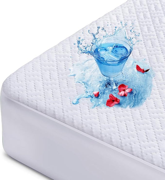 Hanherry 100% Waterproof Mattress Protector California King Size, Mattress Pad Cover 3D Air Fabric Cooling Smooth Soft Breathable Noiseless, 8''-21'' Deep Pocket