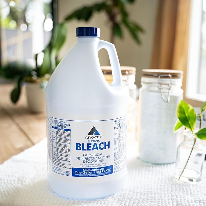 (6 Gallons) Ultra Germicidal Liquid Bleach - For Laundry, Disinfecting, Sanitizing, Deodorizing, Mold & Mildew Stain Remover - 1 Gallon Jugs