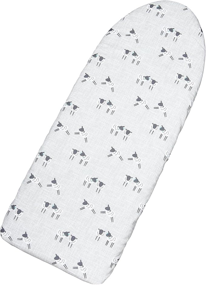 Table Top Ironing Board Cover 12 x 32 inch, 3 Layers Small Iron Board Cover, Heat Reflective Thick Padding with Elasticized Edges (Gray Sheep)