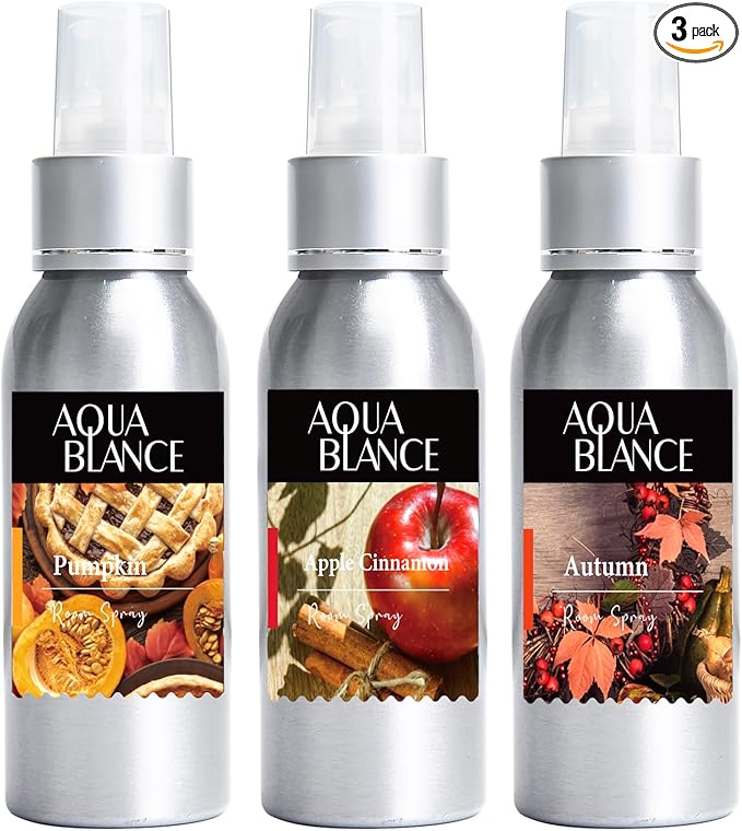 Fragrant Room Spray, Autumn, Apple Cinnamon, Pumpkin, 3 x 3.4 fl oz, Air Fresheners Odor Eliminator for Home, Bathroom, Concentrated Room Spray