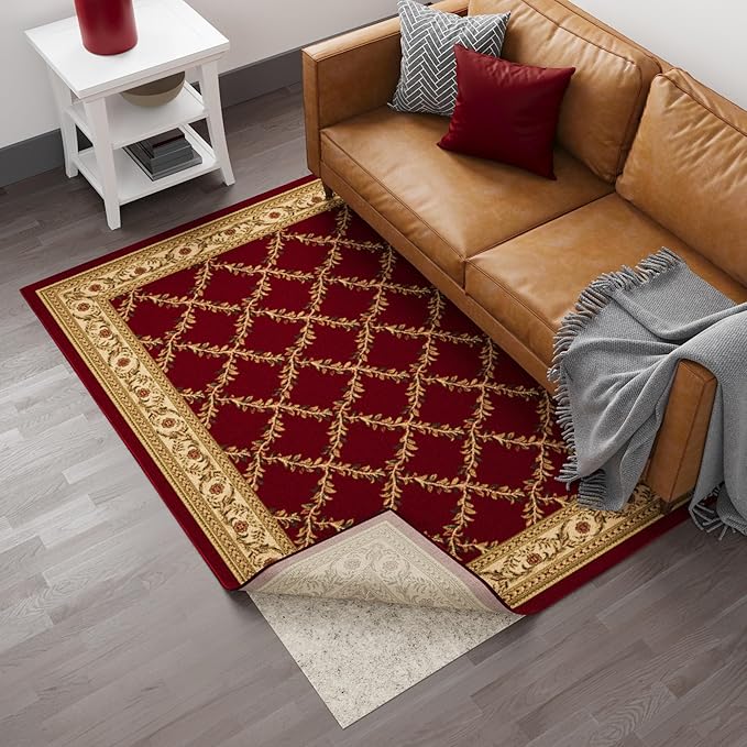 Ottomanson 2'7" x 8' Non-Slip Rug Pad Gripper 1/12 Inch Ultra Thin Dual Surface Felt + Rubber Gripper - Safe for All Floors, Cream