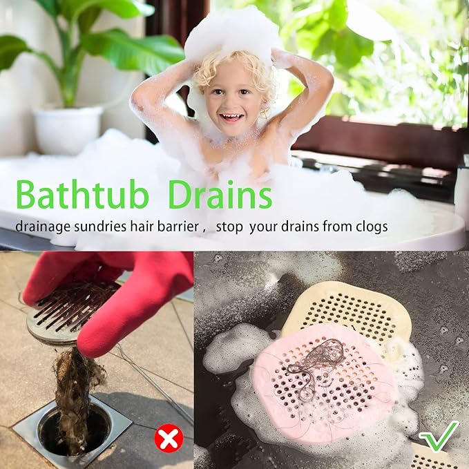 2 Pack Drain Cover Hair Catcher Silicone Drain Protector Hair Stopper for Shower Kitchen Bathroom Bathtub Mint Green