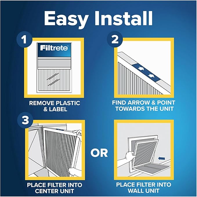 Filtrete 25x25x1 AC Furnace Air Filter, MERV 11, MPR 1000, Micro Allergen Defense, 3-Month Pleated 1-Inch Electrostatic Air Cleaning Filter, 4 Pack (Actual Size 4-Pack 24.688x24.688x0.813 in)