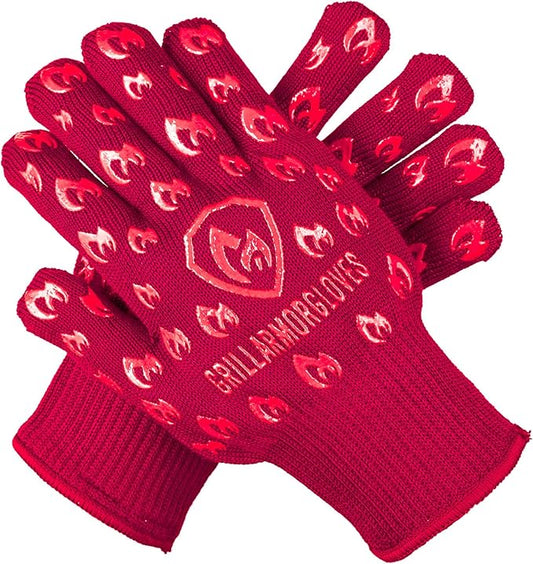Grill Armor Oven Gloves 932°F Extreme Heat & Cut Resistant Oven Mitts with Fingers for BBQ, Cooking, Grilling, Baking – Accessory for Smoker, Cast Iron, Fire Pit, Camping, Fireplace, Griddle & More