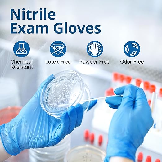 Disposable Nitrile Exam Gloves, Blue, Nitrile Gloves Disposable Latex Free, Medical Gloves, Cleaning Gloves, Food-Safe Rubber Gloves, Powder Free, Non-Sterile, 1000-ct Case (XL)