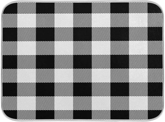 White and Black Buffalo Plaid Dish Drying Mat 16x18 for Kitchen Classic Buffalo Check Dishes Pad Dish Drainer Rack Mats Absorbent Fast Dry Kitchen Accessories