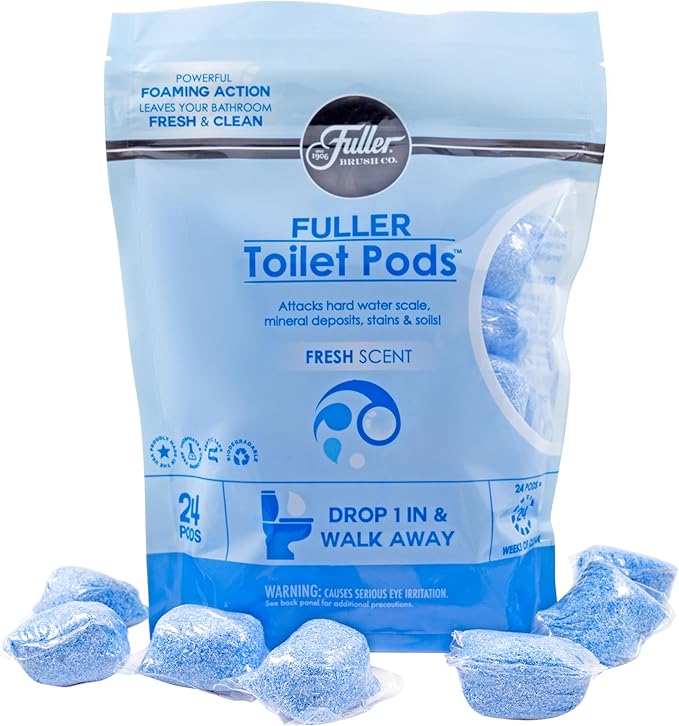 Fuller Brush Toilet Bowl Cleaner Pods - Water Soluble Tablet Cleansers, Cleans Descales & Refreshes Bathroom Toilets Removes Odors Soils & Stains Light Fresh Scent Ideal for Homes & Businesses 2-Pack