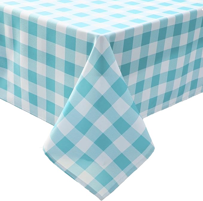 Classic Gingham Tablecloth Fabric - Oblong 58x120 Water Resistant Chequered Pattern Table Cloth for Indoor/Outdoor Use - Tabletop Cover for Birthday, Picnics, Gardens, and Parties