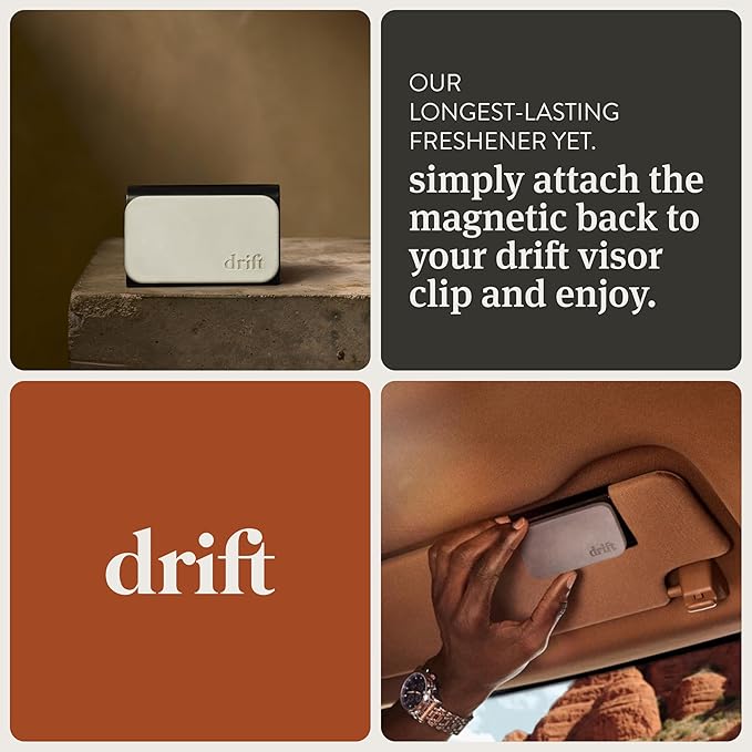 Drift Car Air Freshener - Stone Air Freshener - Car Odor Eliminator - Amber 3 Pack Starter Kit - CLIP INCLUDED - Amber 3 Pack