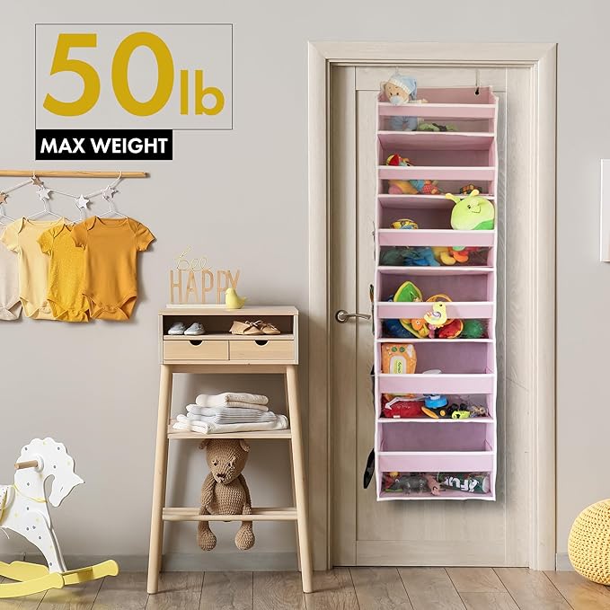 HOMELUX THEORY 1PC Heavy Duty Over the Door Organizer 55x14x6.7, 6 Large Front & 12 Side Pockets, Hanging Storage Closet Door Organizer for Bedroom, Bathroom and Baby Nursery Storage (Dark Gray)