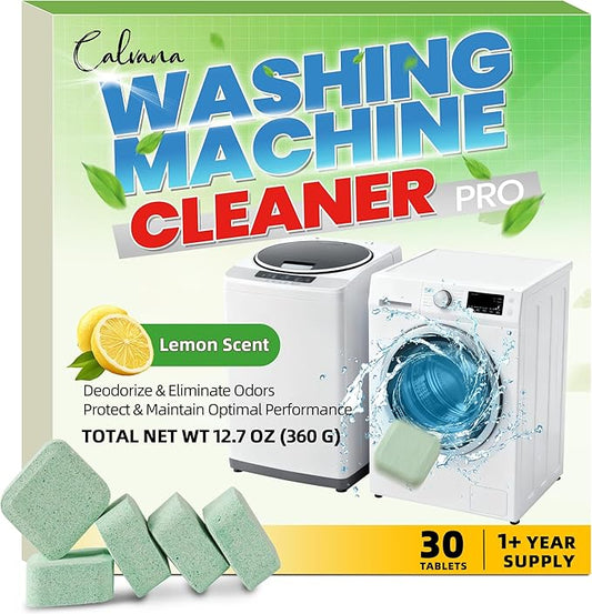 (30-Pack) Laundry Machine Cleaner, Washer Cleaner, for Front-Loaders, Top-Loaders, HE Machines, Easily Removes Residue, Septic Safe, Over a 12-Month Supply