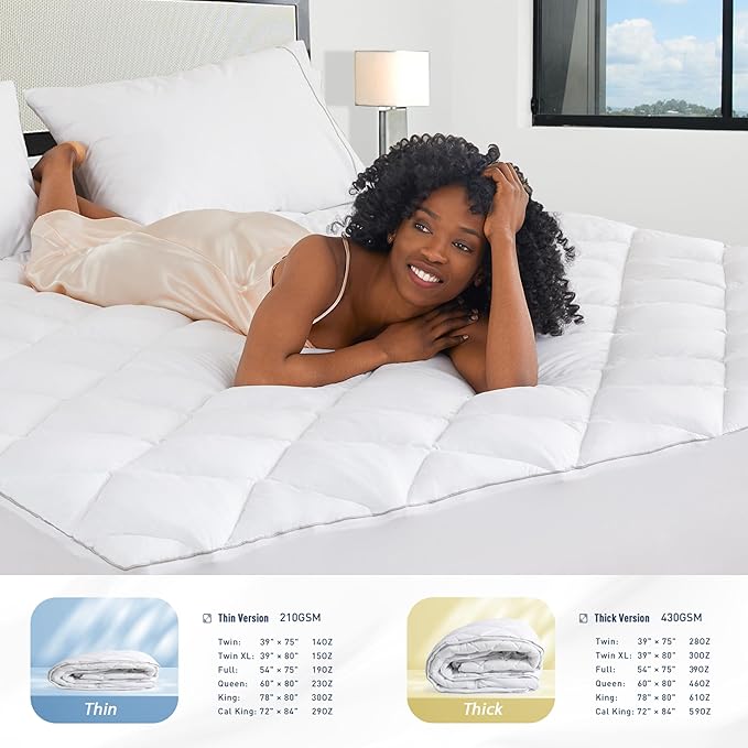 Sunflower King Mattress Pad Cover, Cotton Mattress Cover Hypoallergenic, Extra Deep Pocket 18"-22" Quilted Mattress Protector King Size Thin Version, Soft Breathable and Noiseless