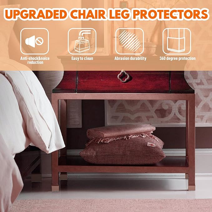 Rectangle Chair Leg Protectors for Hardwood Floors,16 PCS Silicone Covers to Protect Wood Tile Floors Felt Pads Furniture Leg Caps Reduce Noise. Easy to Move.(Brown,2 x 4 cm,Rectangle)