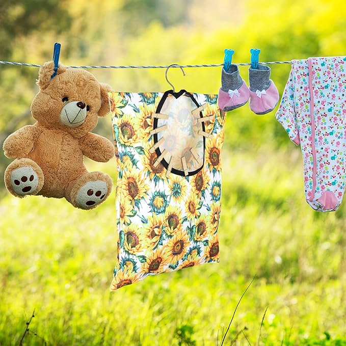 2 Pcs Sunflower Clothes Pin Bag Clothespin Bag Holder Clothespin Holder 15 X 11 Inch Clothes Pin Hanging Bag Clothespin Bag for Clothesline Outdoor Outside Wardrobe and Laundry Room