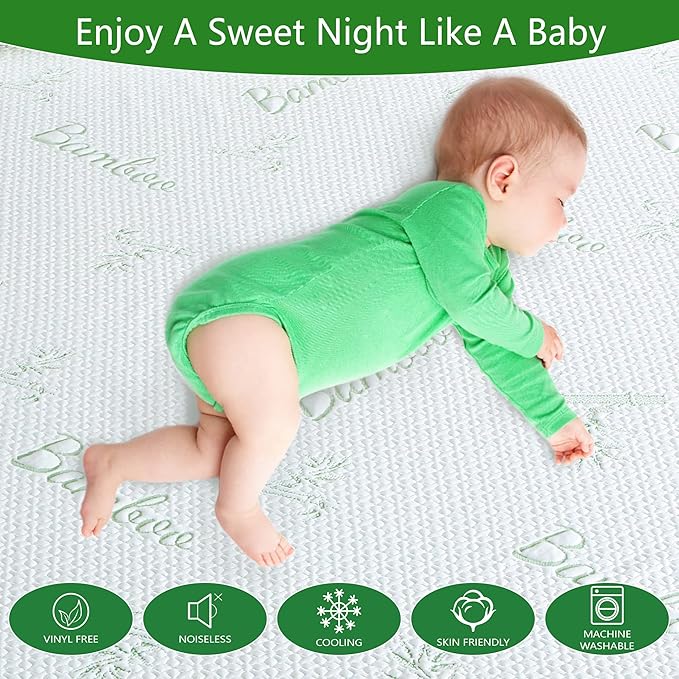 GOONIK Split King Mattress Protector for Adjustable Bed, Breathable Bamboo Viscose Waterproof Split King Mattress Pad Cover with 6-18 inches Deep Pocket
