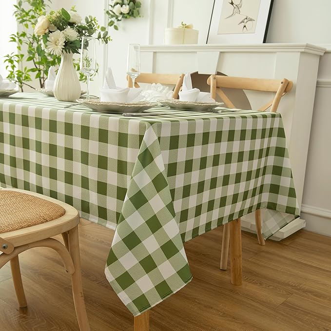 Classic Gingham Tablecloth Fabric - Oblong 58x120 Water Resistant Chequered Pattern Table Cloth for Indoor/Outdoor Use - Tabletop Cover for Birthday, Picnics, Gardens, and Parties