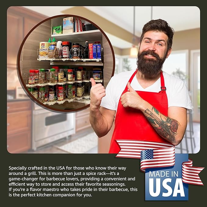 Vertical Spice Combo Spice Rack Drawer - Pull Out Pantry Organizers and Storage - Kitchen Cabinet Organizer - Seasoning Sliding Caddy - Made in USA (5.75" W x 9.25" H x 10.60" D, Partially Assembled)