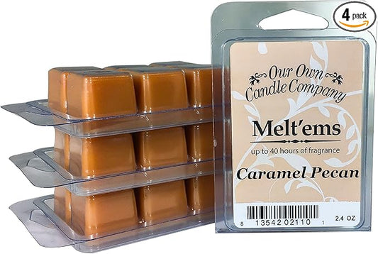 Our Own Candle Company Premium Wax Melt, Carmel Pecan, 6 Cubes, 2.4 oz (4 Pack)