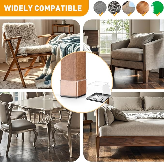 Furniture Sliders,24 PCS Chair Leg Sliders for Carpet, Furniture Movers Sliders, Carpet Chairs Furniture Glides, Floor Protectors, Carpet Moving Sliders Easily Move.(Clear, Fit:1.2-1.6")