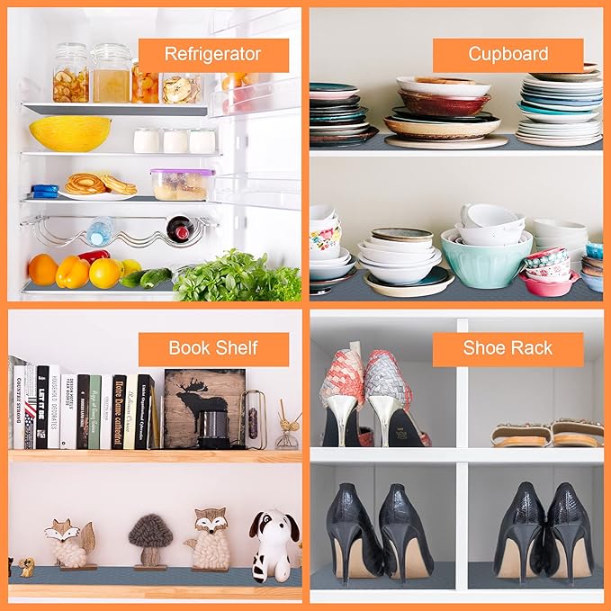 Shelf Liners for Kitchen Cabinets Refrigerator Liners Waterproof & Oil-Proof Kitchen Cupboard Liner Non-Slip Drawer Mats EVA Material Non Adhesive Fridge Mats for Shelves 23.6 x 78.7 Inches