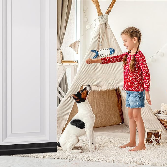 Door Draft Stopper,Door Sweep for Bottom of Door,Weather Stripping Door Seal Draft Guard Blocker Noise Cold Air Insulation Soundproofing for Exterior Interior Home Improvement(Black, 78")