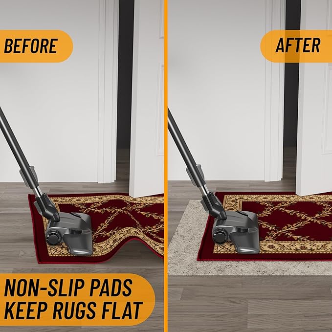 Ottomanson 7'8" x 10' Non-Slip Rug Pad Gripper 1/12 Inch Ultra Thin Dual Surface Felt + Rubber Gripper - Safe for All Floors, Cream