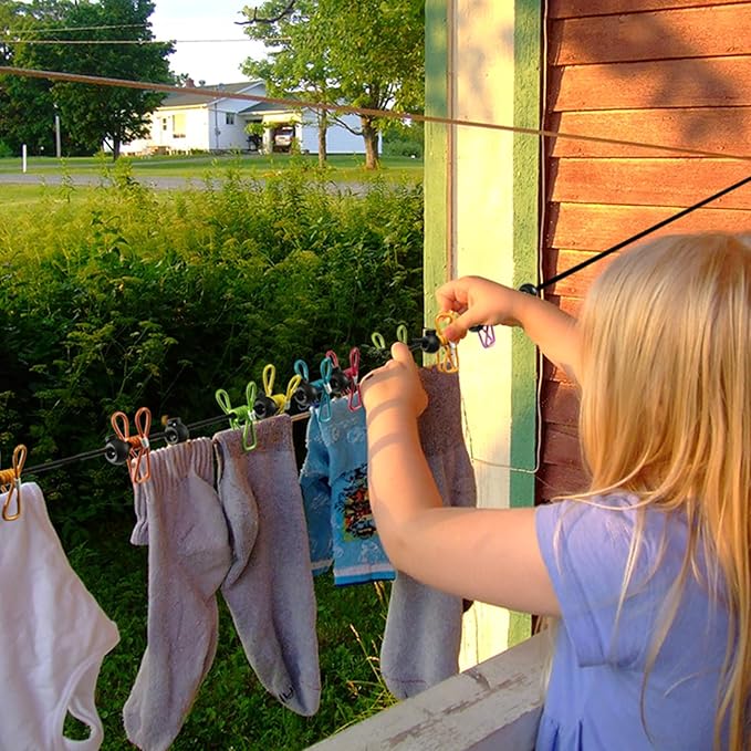 2 Pack Camping Clothesline Portable 12 Clothespins, Red Camping Accessories Travel Clothesline for Outdoor Indoor, Retractable Clothes Line Elastic Clothesline for Camper Hotel Room