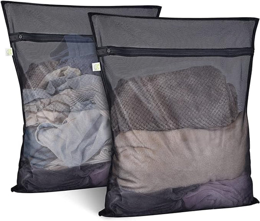 2 Pack Mesh Laundry Bags 24 x 32 inch Laundry Garment Bag Mesh Large Lingerie Wash Bags Zippered Garment Washing Net for Underwear Hosiery Blouse Sweater Dress