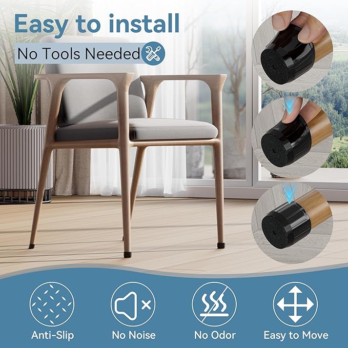 24PCS Extra Small Silicone Chair Leg Floor Protectors for Hardwood Floors, Thicken Rubber Chair Leg Cap Covers, Non Slip Furniture Leg Pads to Protect Wood Tile Floors from Scratches and Reduce Noise