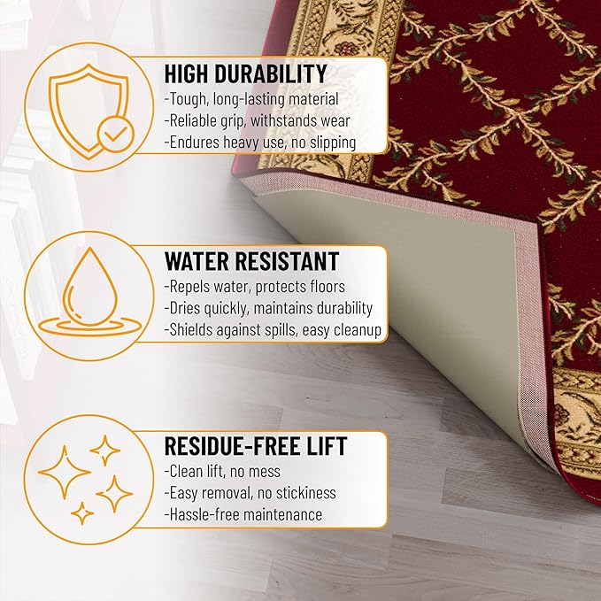 Ottomanson 3' x 11' Non-Slip Rug Pad Gripper 1/4 Inch Thick Dual Surface Felt + Rubber Gripper - Safe for All Floors, Brown