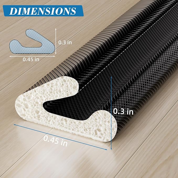 V-Shaped Weather Stripping Door Seal, 33FT Draft Stopper for Doors/Windows, Gaps, Dustproof, Soundproof & Thermal Insulating, Noise-Reducing, Light-Blocking Door Gap Filler