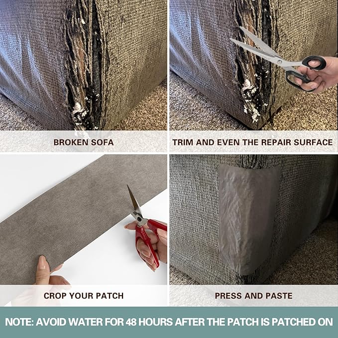 Azobur Sofa Fabric Repair Patch - Self-Adhesive Microfiber Patch for Couch, Multicolor