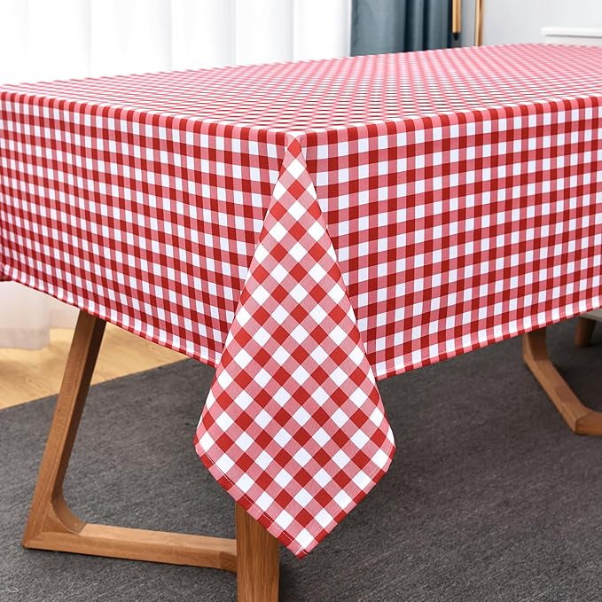 Waterproof Checkered Tablecloth Fabric - Rectangle 58x84 Inch Classic Gingham Buffalo Plaid Table Cloth for Indoor/Outdoor Use - Washable Table Cover for Kitchen, BBQs, and Parties