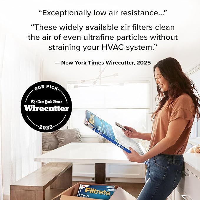 Filtrete 10x20x1 AC Furnace Air Filter, MERV 13, MPR 1900, Premium Allergen, Bacteria & Virus Filter, 3-Month Pleated 1-Inch Electrostatic Air Cleaning Filter, 6-Pack (Actual Size 9.81x19.81x0.78 in)